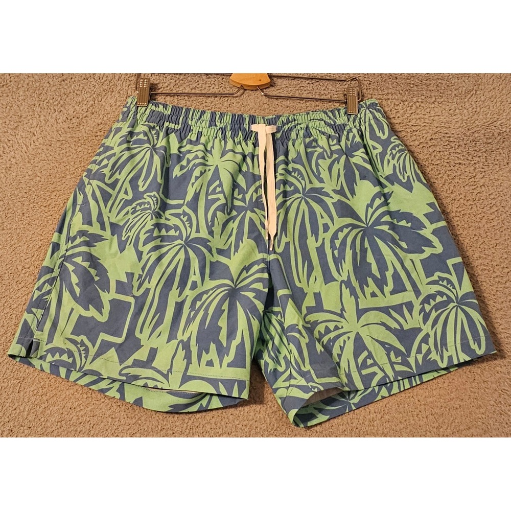 Chubbies Mens Swim Trunks Large Green Blue Palm Tree Tropical 5.5 Inseam Shorts